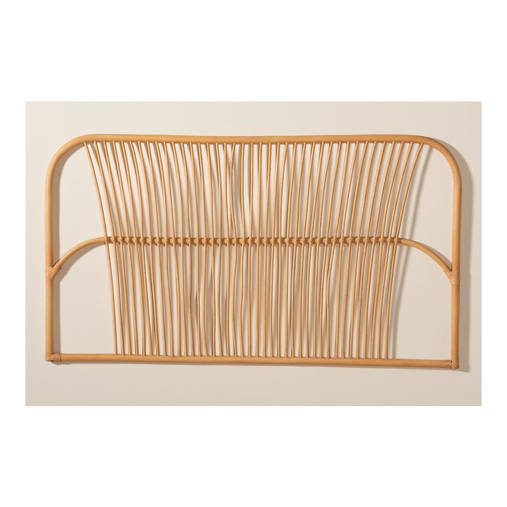 Bohemian Natural Brown Rattan Queen Size Wall-mount Headboard