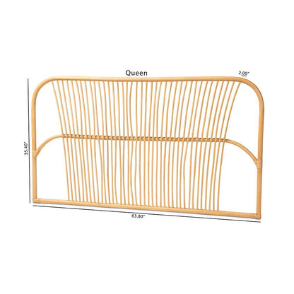 Bohemian Natural Brown Rattan Queen Size Wall-mount Headboard