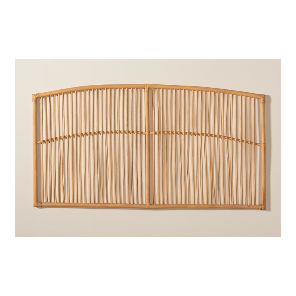 Bohemian Natural Brown Rattan Queen Size Wall-mount Headboard