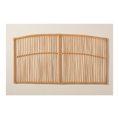 Bohemian Natural Brown Rattan Queen Size Wall-mount Headboard
