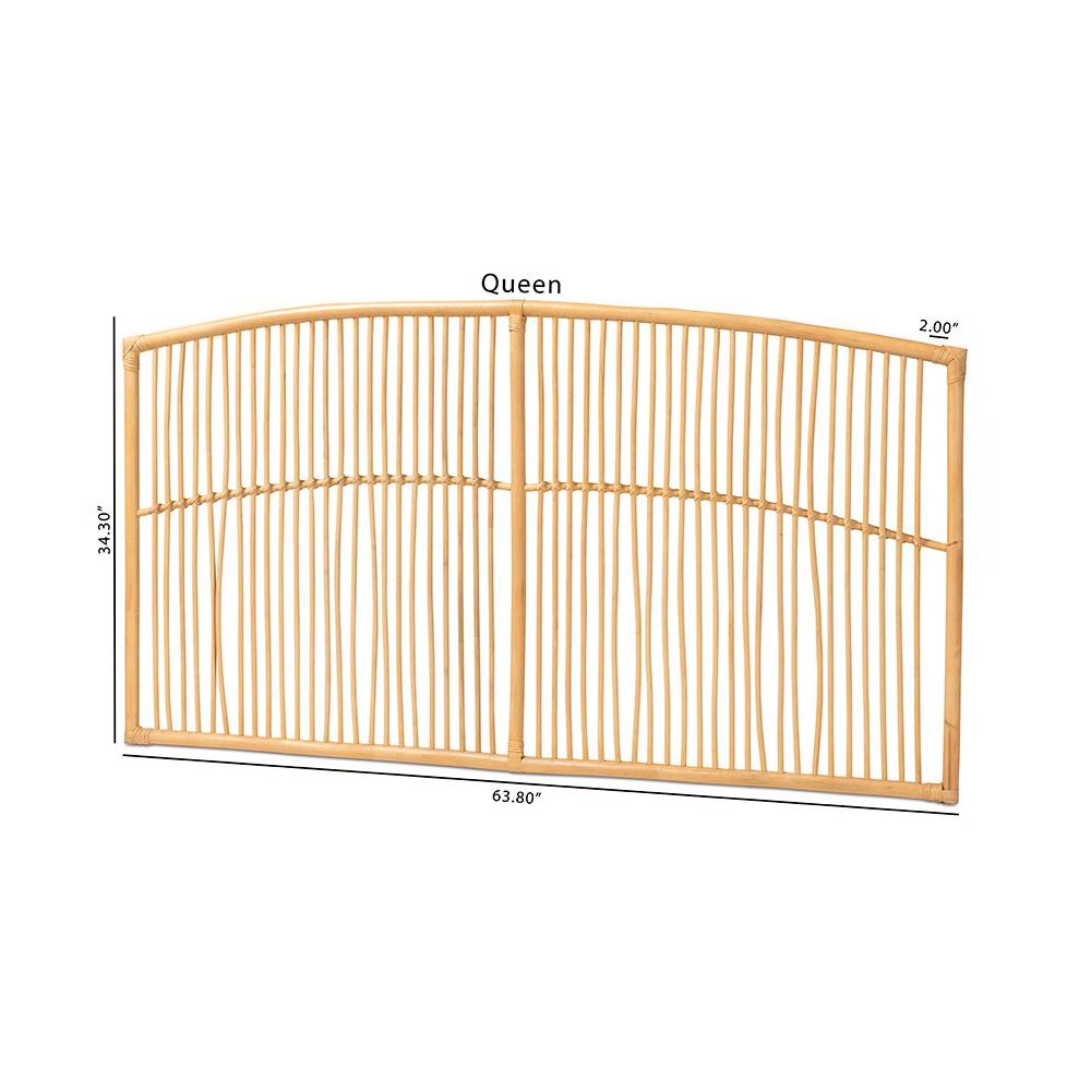 Bohemian Natural Brown Rattan Queen Size Wall-mount Headboard