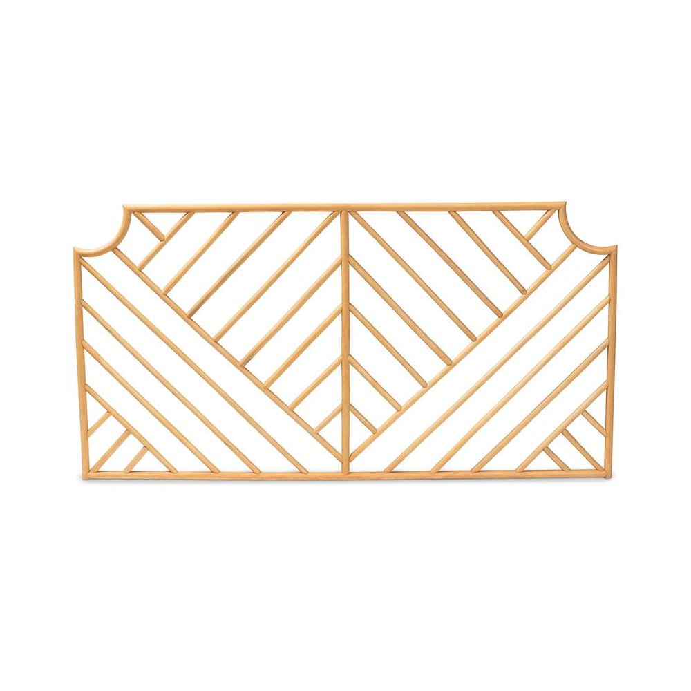 Bohemian Natural Brown Rattan Queen Size Wall-mount Headboard