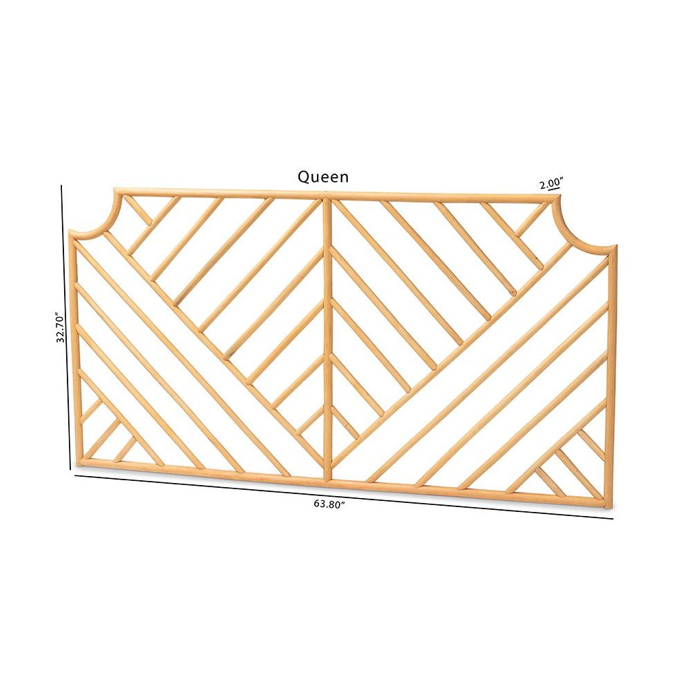 Bohemian Natural Brown Rattan Queen Size Wall-mount Headboard