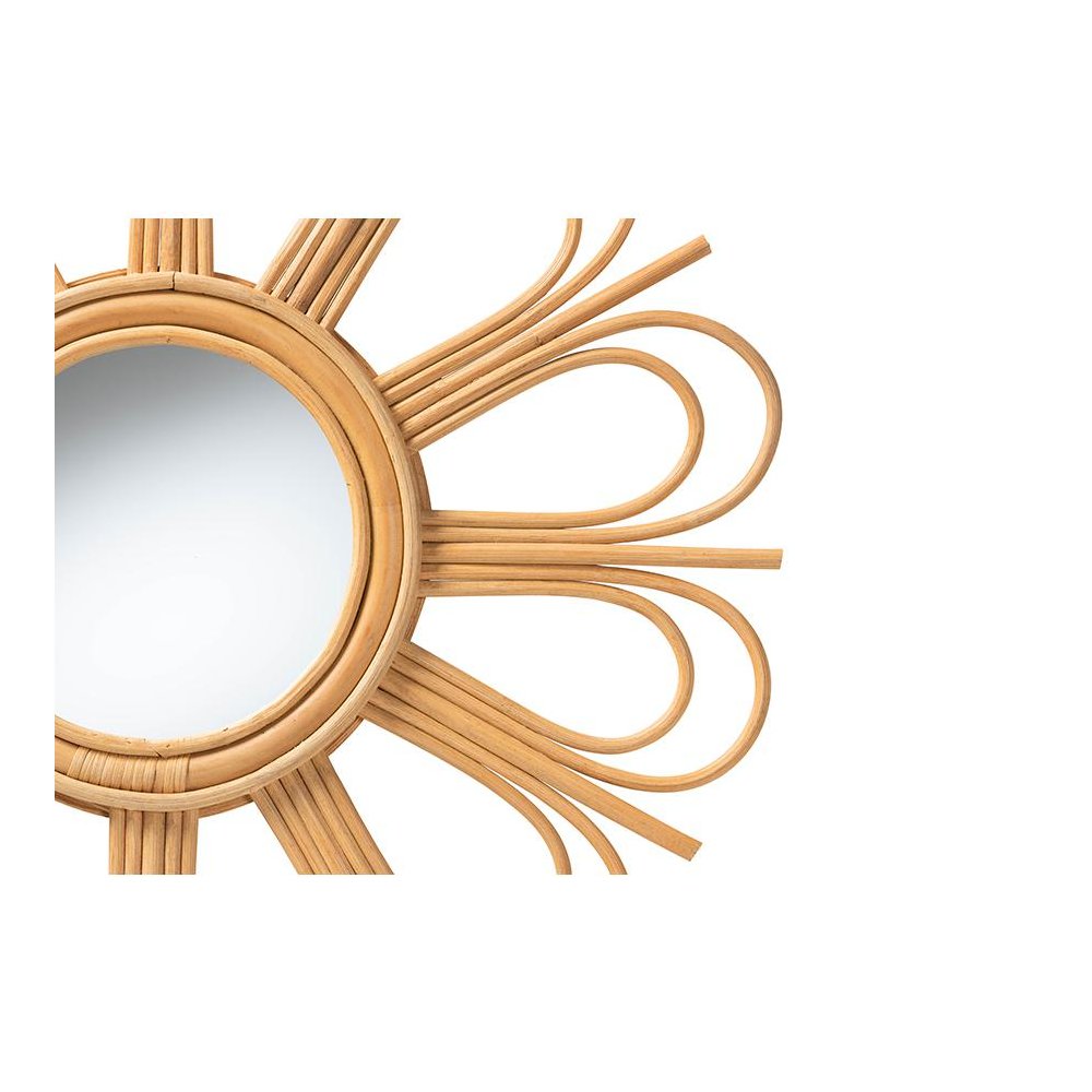 bali & pari Sakura Modern Bohemian Natural Brown Rattan Accent Wall Mirror