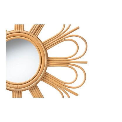bali & pari Sakura Modern Bohemian Natural Brown Rattan Accent Wall Mirror