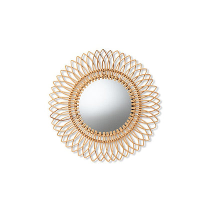 bali & pari Bora Modern Bohemian Natural Brown Rattan Accent Wall Mirror