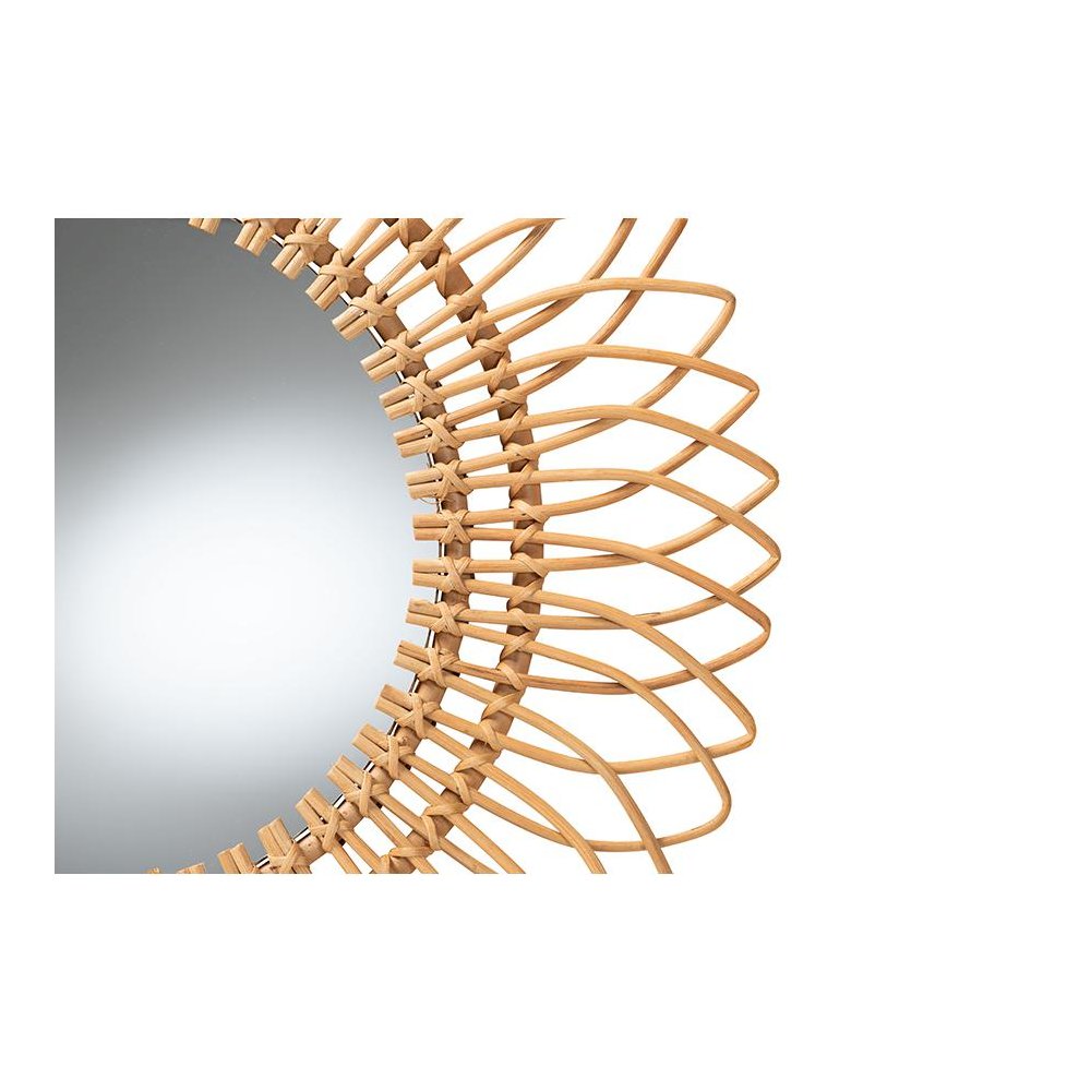 bali & pari Bora Modern Bohemian Natural Brown Rattan Accent Wall Mirror