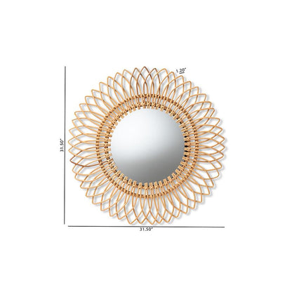 bali & pari Bora Modern Bohemian Natural Brown Rattan Accent Wall Mirror