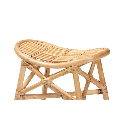 bali & pari Elgon Modern Bohemian Natural Brown Rattan Footstool