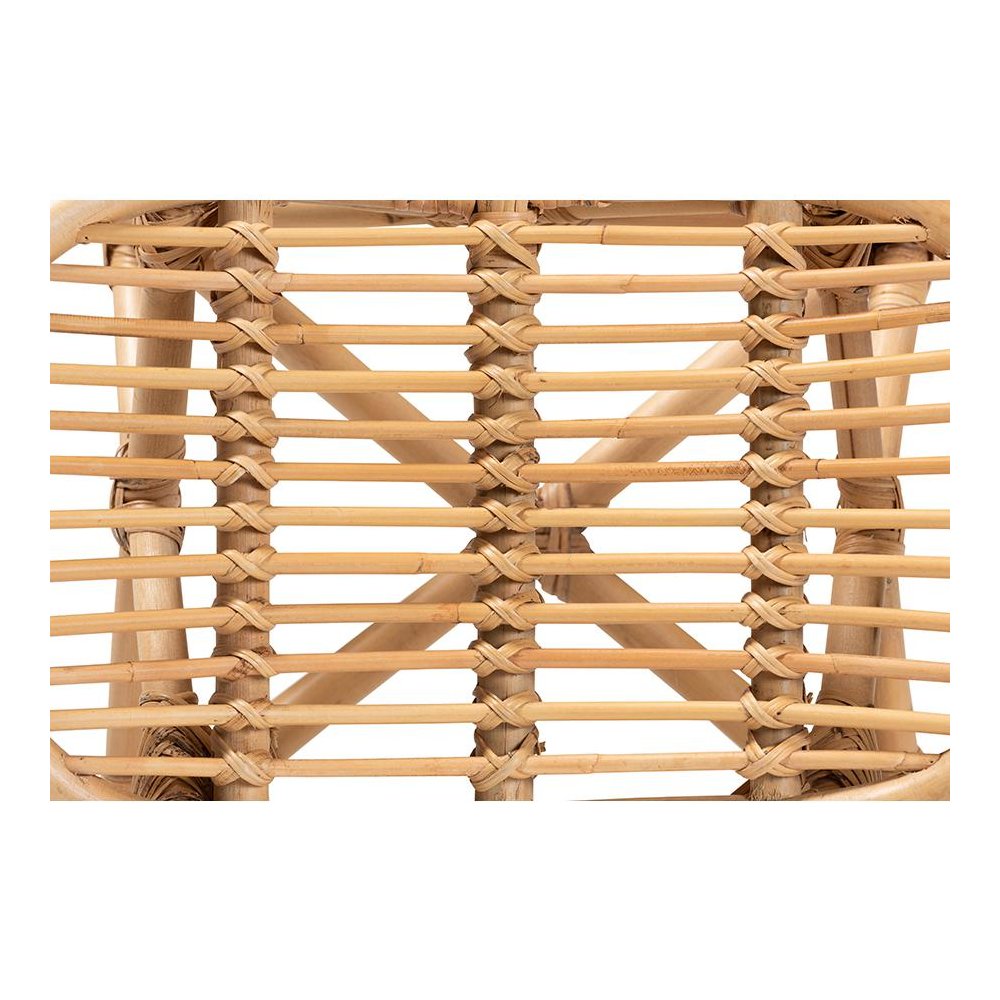 bali & pari Elgon Modern Bohemian Natural Brown Rattan Footstool
