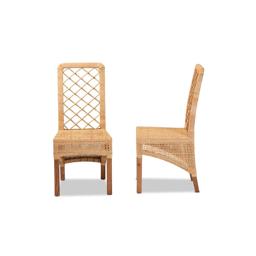 Walnut Brown Mahogany Wood 2-Piece Dining Chair Set