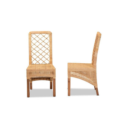 Walnut Brown Mahogany Wood 2-Piece Dining Chair Set
