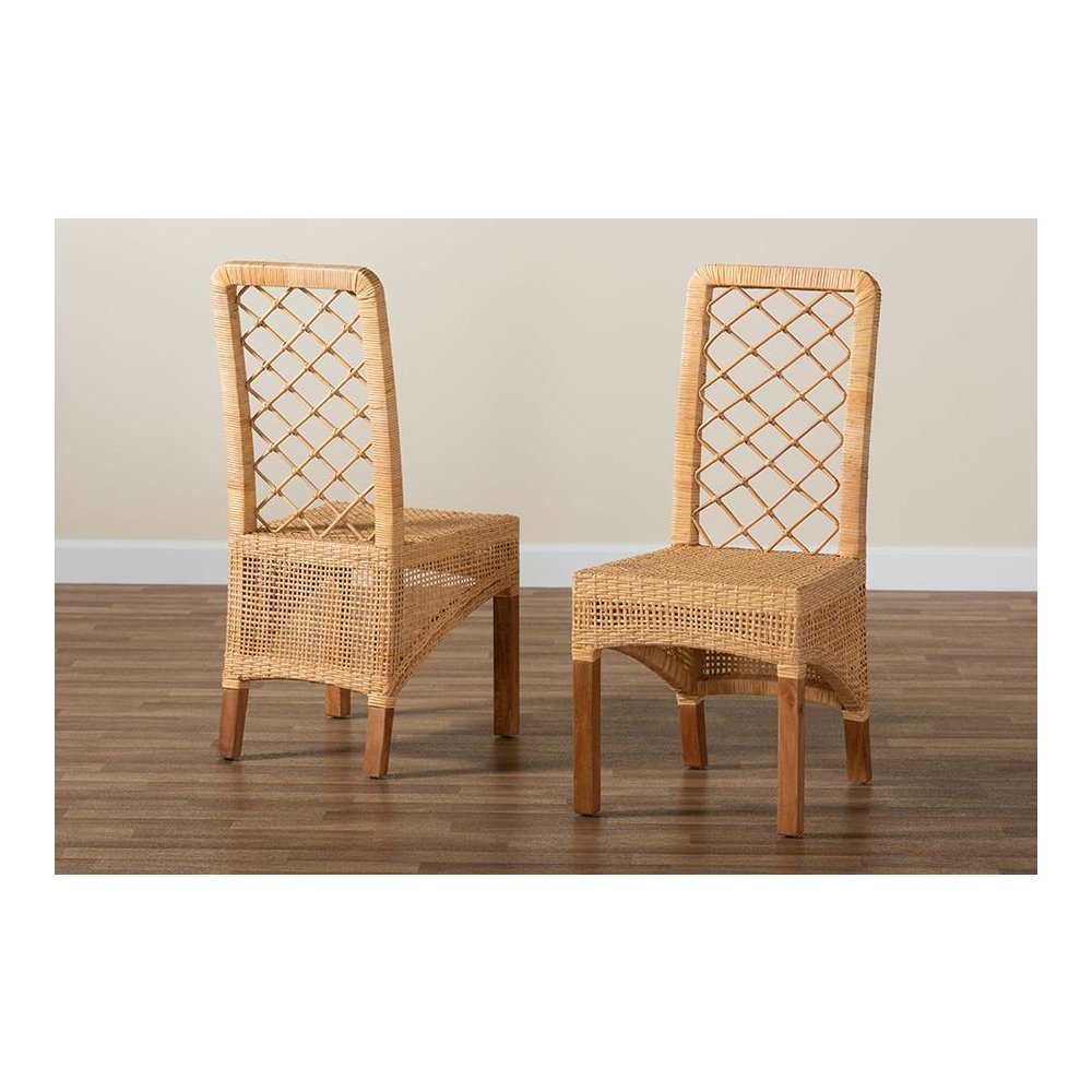 Walnut Brown Mahogany Wood 2-Piece Dining Chair Set