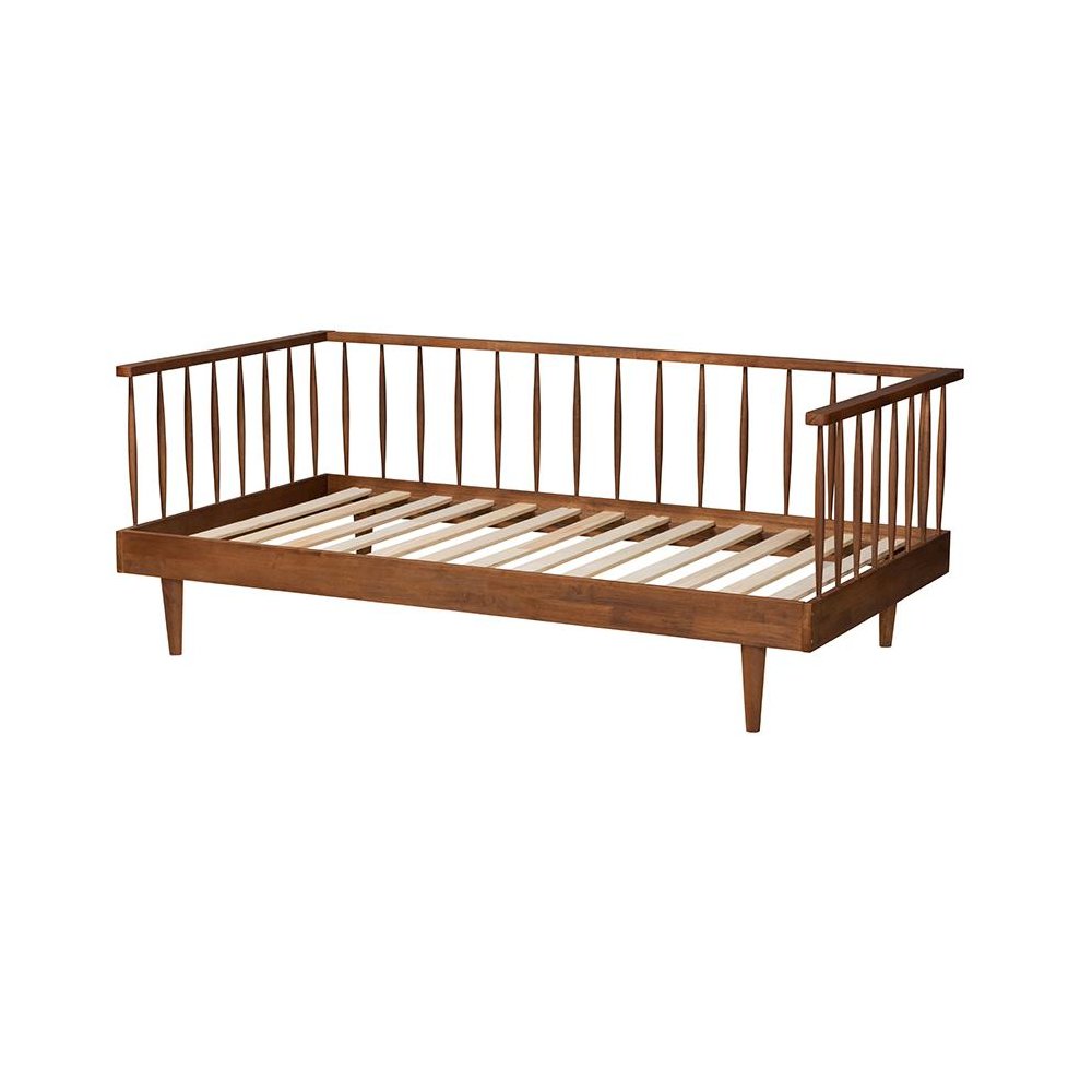 Matilda Mid-Century Modern Ash Walnut Finished Wood Twin Size Daybed