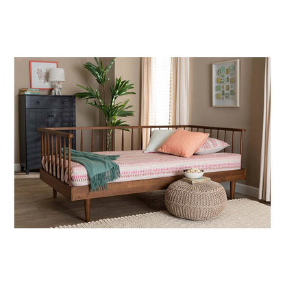 Matilda Mid-Century Modern Ash Walnut Finished Wood Twin Size Daybed