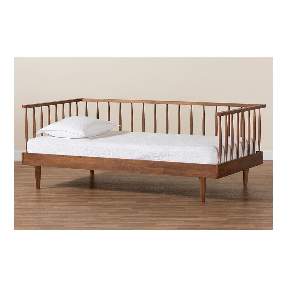 Matilda Mid-Century Modern Ash Walnut Finished Wood Twin Size Daybed