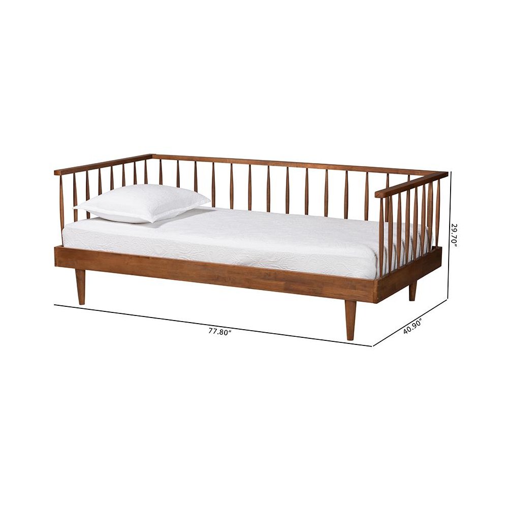 Matilda Mid-Century Modern Ash Walnut Finished Wood Twin Size Daybed