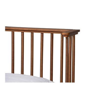 Flint Mid-Century Modern Ash Walnut Finished Wood Queen Size Platform Bed