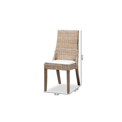 bali & pari Toby Modern Bohemian Grey Rattan 2-Piece Dining Chair Set