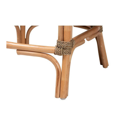 Bohemian Natural Brown Woven Rattan Counter Stool with Cushion