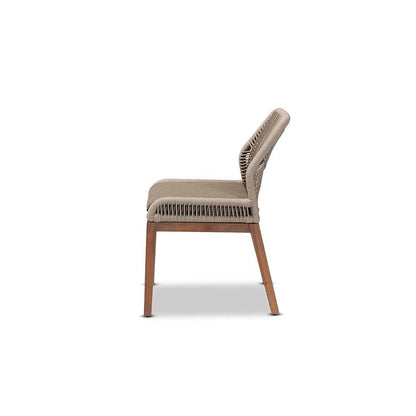 Jennifer Mid-Century Transitional Grey Woven Rope Mahogany Dining Side Chair
