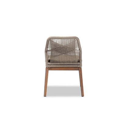 Jennifer Mid-Century Transitional Grey Woven Rope Mahogany Dining Side Chair