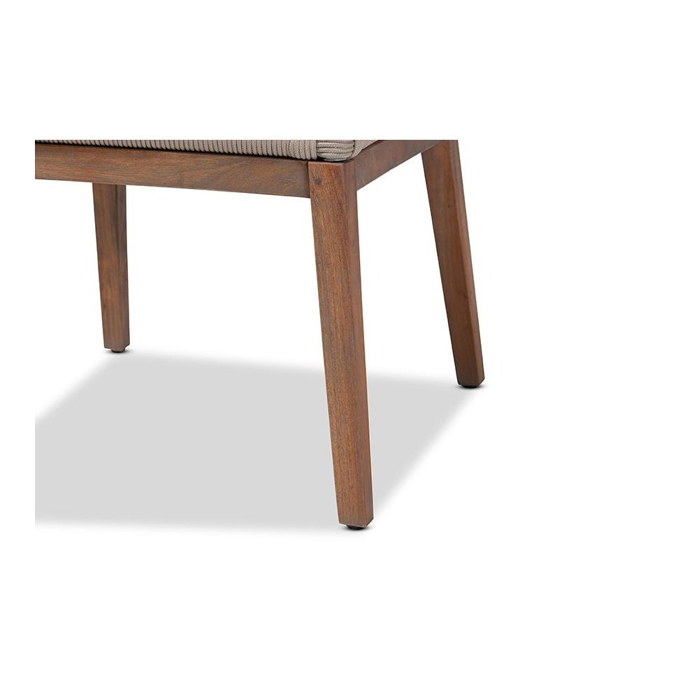 Jennifer Mid-Century Transitional Grey Woven Rope Mahogany Dining Side Chair