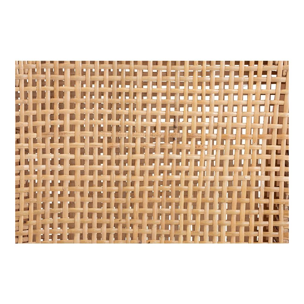 Walnut Brown Mahogany Wood and Natural Rattan Counter Stool