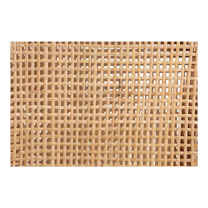 Walnut Brown Mahogany Wood and Natural Rattan Counter Stool
