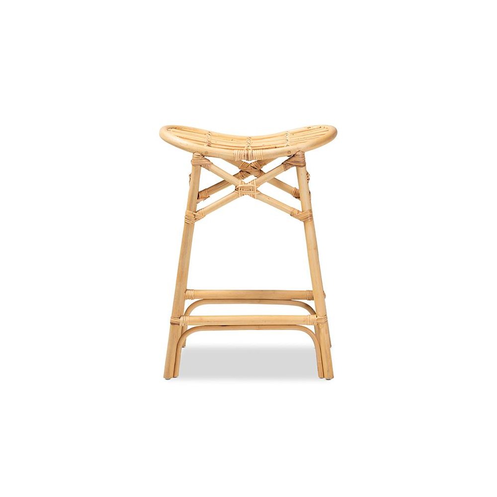 bali & pari Elgon Modern Bohemian Natural Brown Rattan Counter Stool