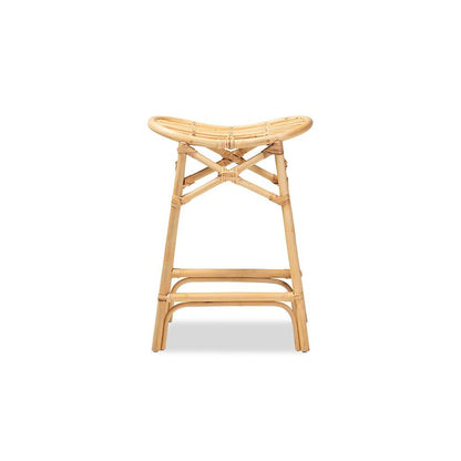 bali & pari Elgon Modern Bohemian Natural Brown Rattan Counter Stool