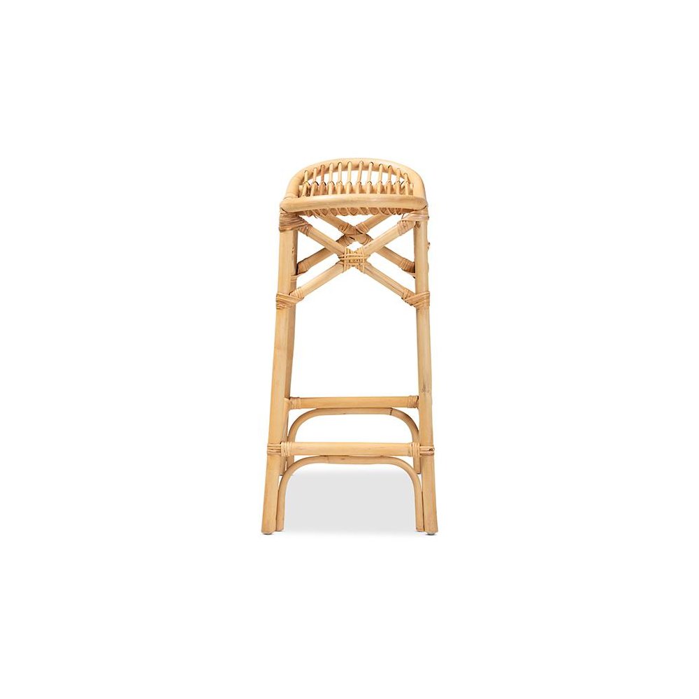 bali & pari Elgon Modern Bohemian Natural Brown Rattan Counter Stool