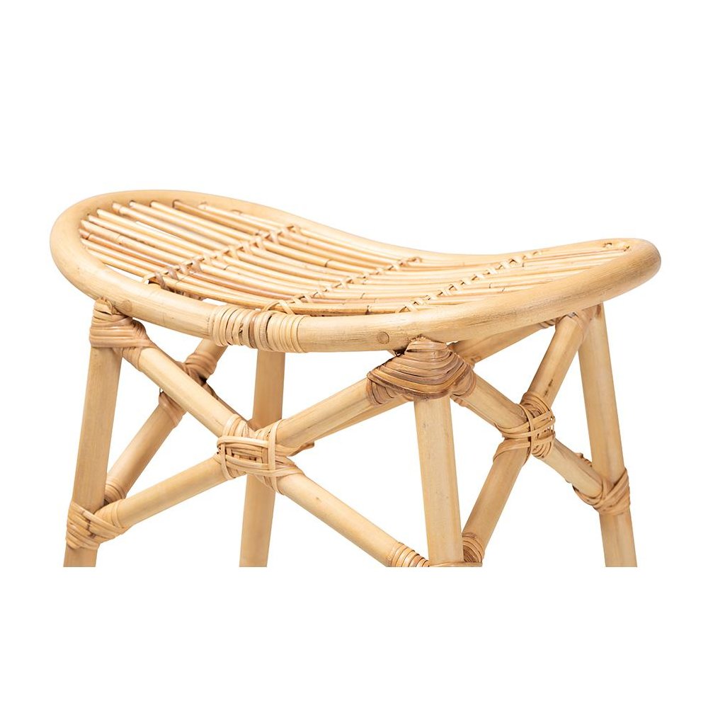 bali & pari Elgon Modern Bohemian Natural Brown Rattan Counter Stool