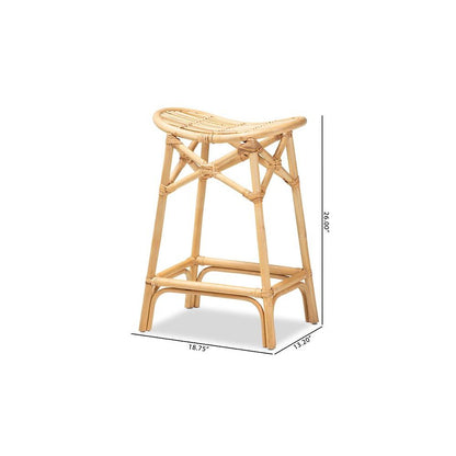bali & pari Elgon Modern Bohemian Natural Brown Rattan Counter Stool