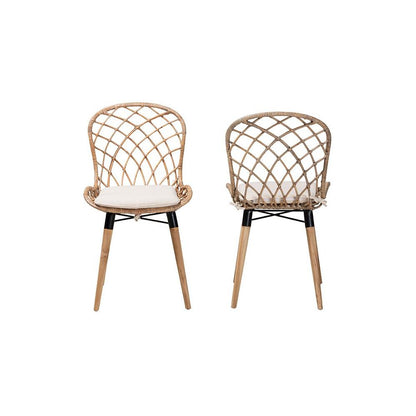 Greywashed Rattan 2-Piece Dining Chair Set