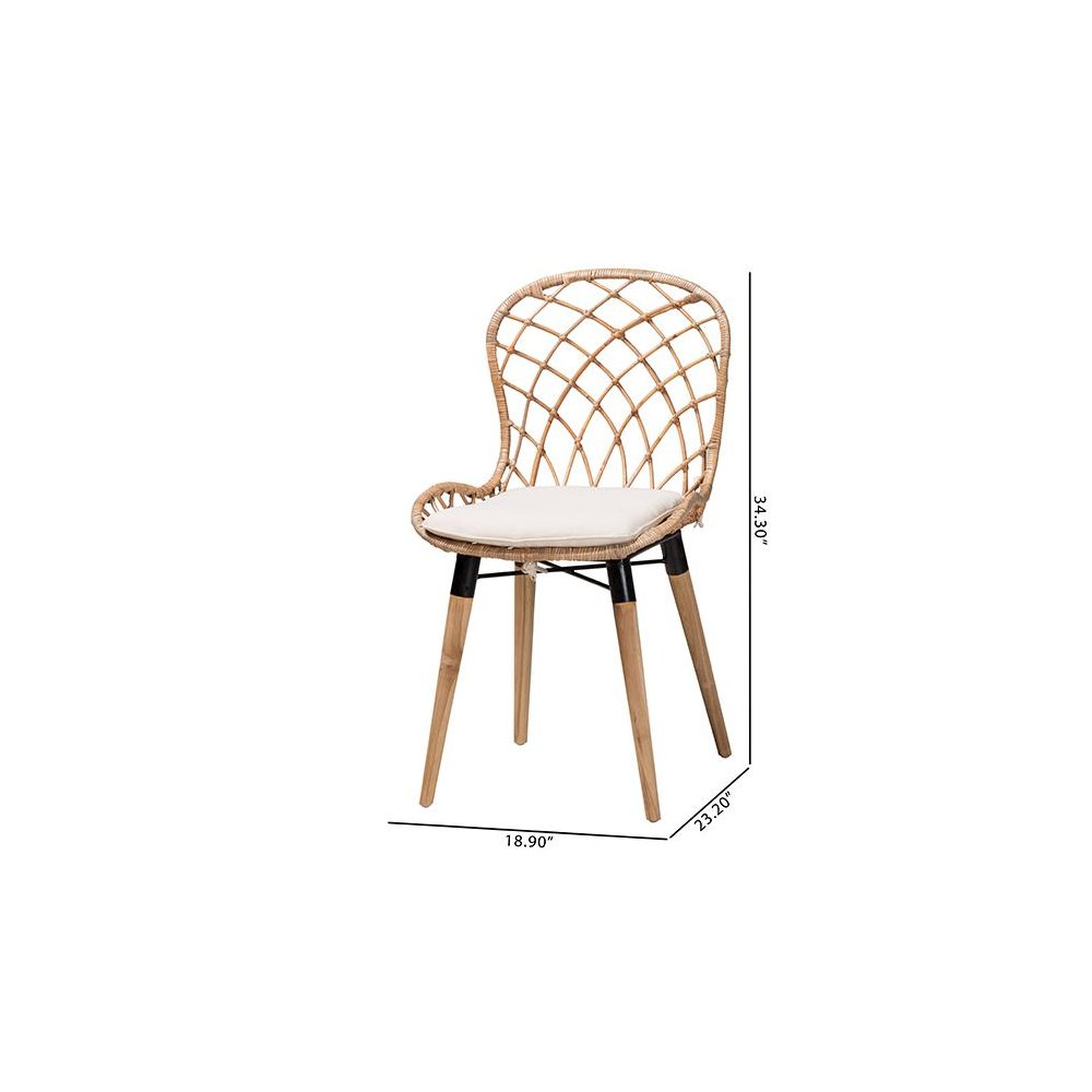 Greywashed Rattan 2-Piece Dining Chair Set