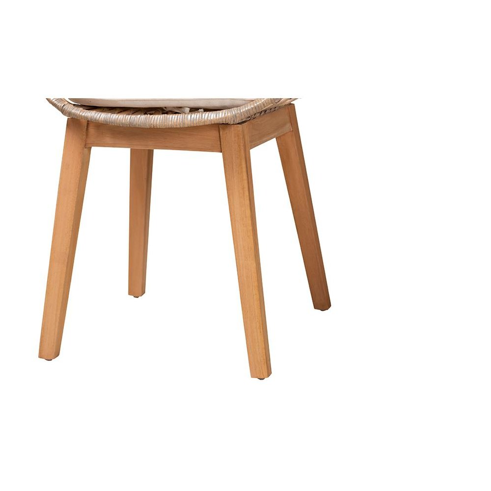 Natural Brown Finished Wood 2-Piece Dining Chair Set