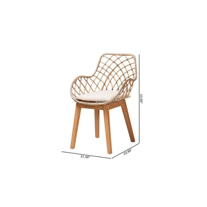 Natural Brown Finished Wood 2-Piece Dining Chair Set