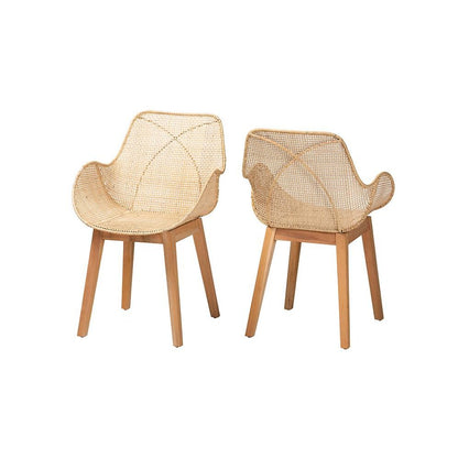 Rattan 2-Piece Dining Chair Set