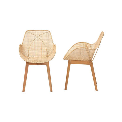 Rattan 2-Piece Dining Chair Set