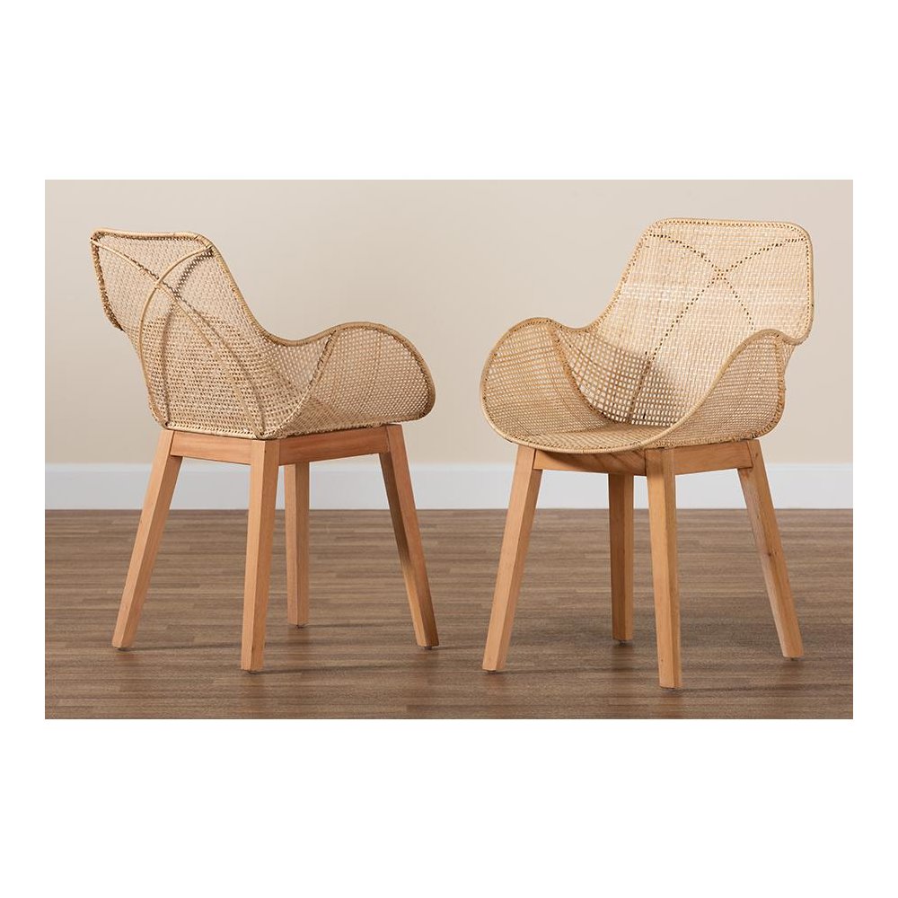 Rattan 2-Piece Dining Chair Set