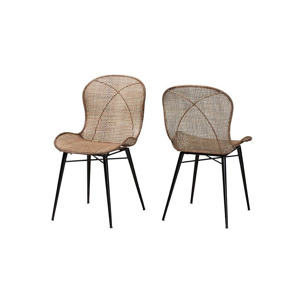 Black Metal 2-Piece Dining Chair Set