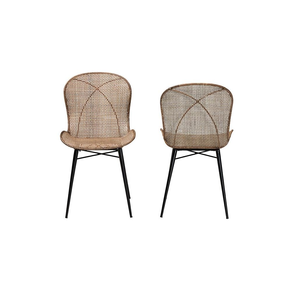 Black Metal 2-Piece Dining Chair Set
