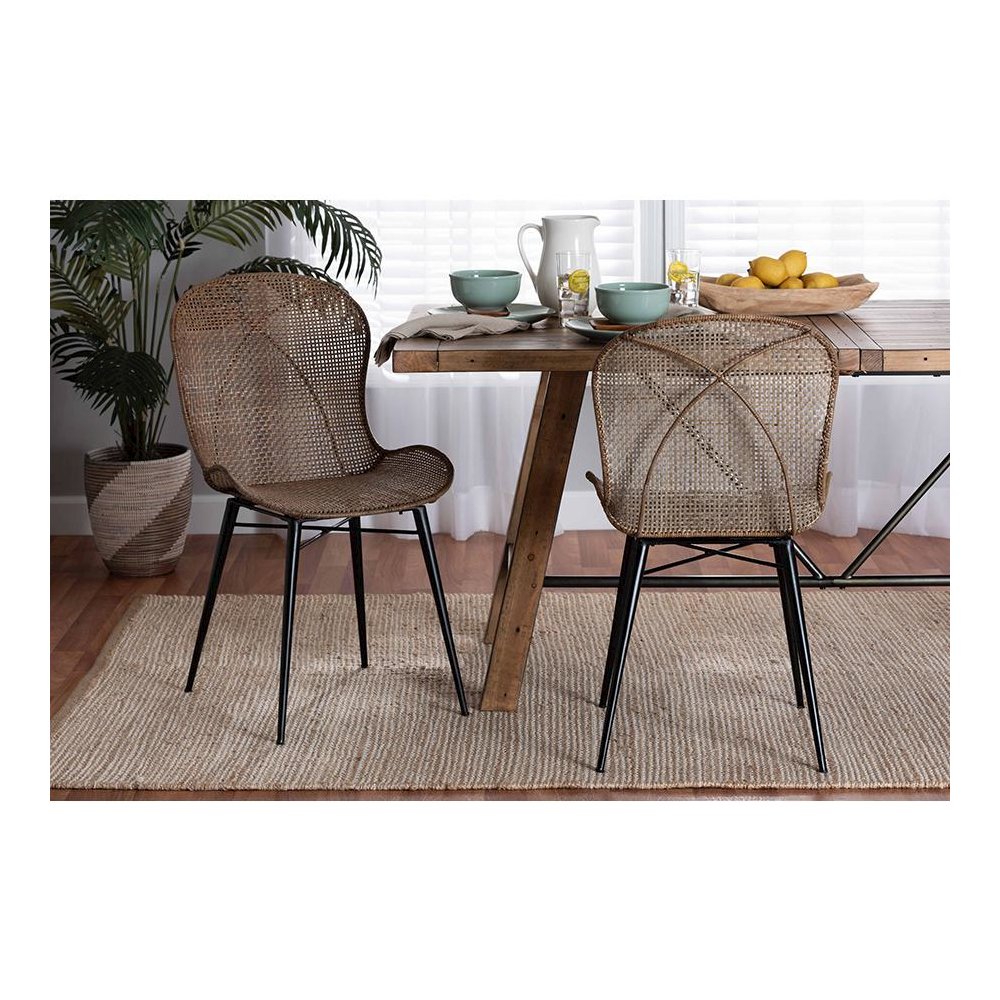 Black Metal 2-Piece Dining Chair Set