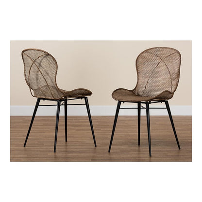 Black Metal 2-Piece Dining Chair Set