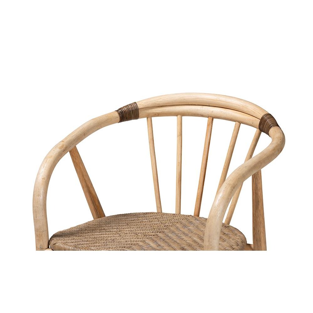 bali & pari Kyoto Modern Bohemian Natural Brown Rattan Dining Chair