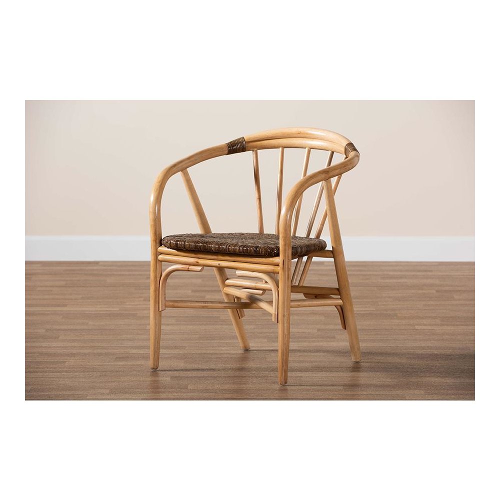 bali & pari Kyoto Modern Bohemian Natural Brown Rattan Dining Chair