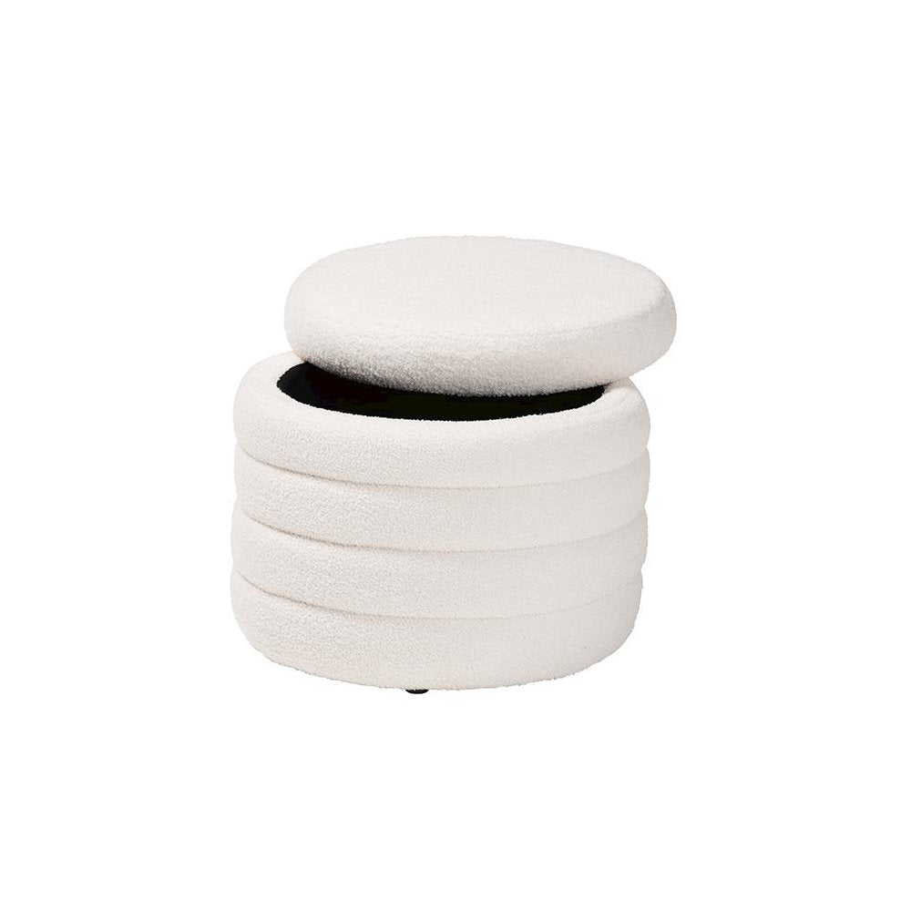 Tabitha Modern and Contemporary Ivory Boucle Upholstered Storage Ottoman