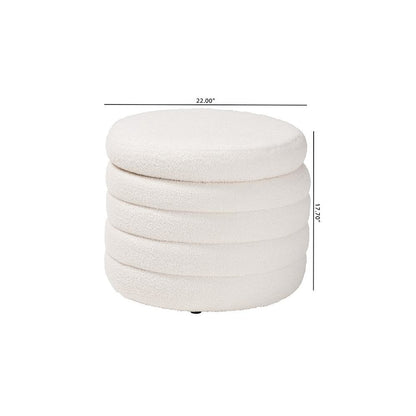 Tabitha Modern and Contemporary Ivory Boucle Upholstered Storage Ottoman