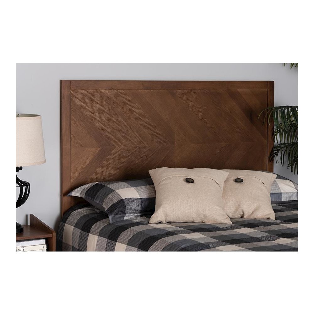 Terrian Classic and Traditional Ash Walnut Finished Wood Queen Size Headboard